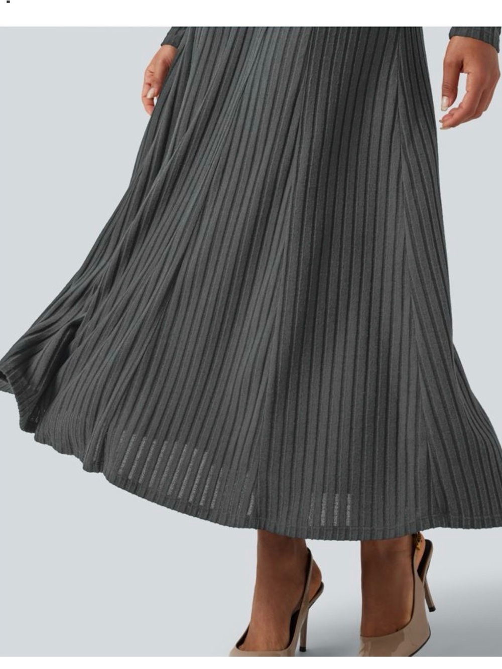 HALARA Ribbed Henley Long-Sleeve Maxi Dress in Charcoal Gray - Picture 5 of 5